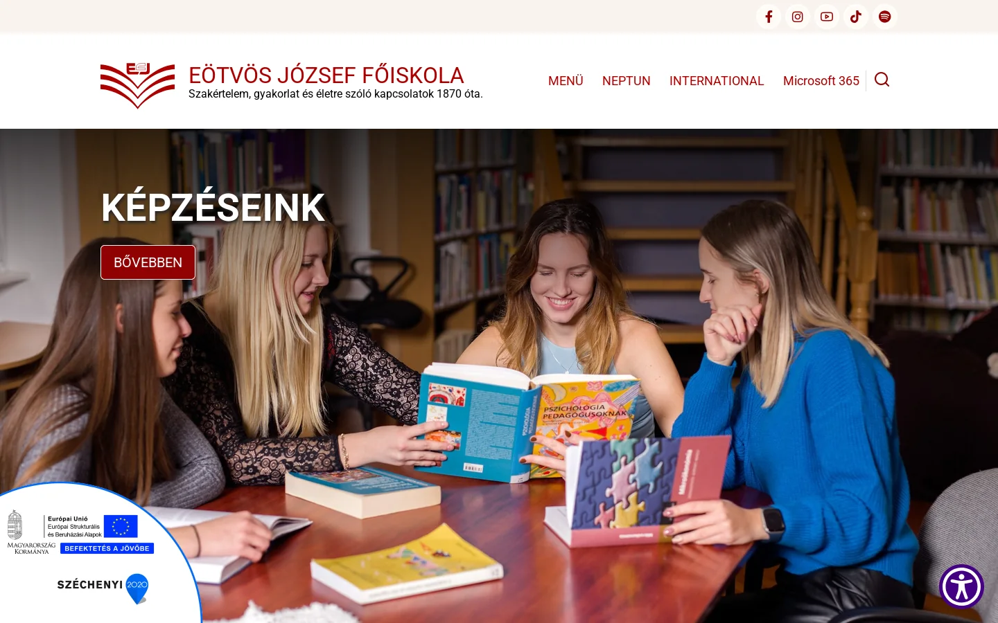 Címlap | Eötvös József Főiskola 首页截图