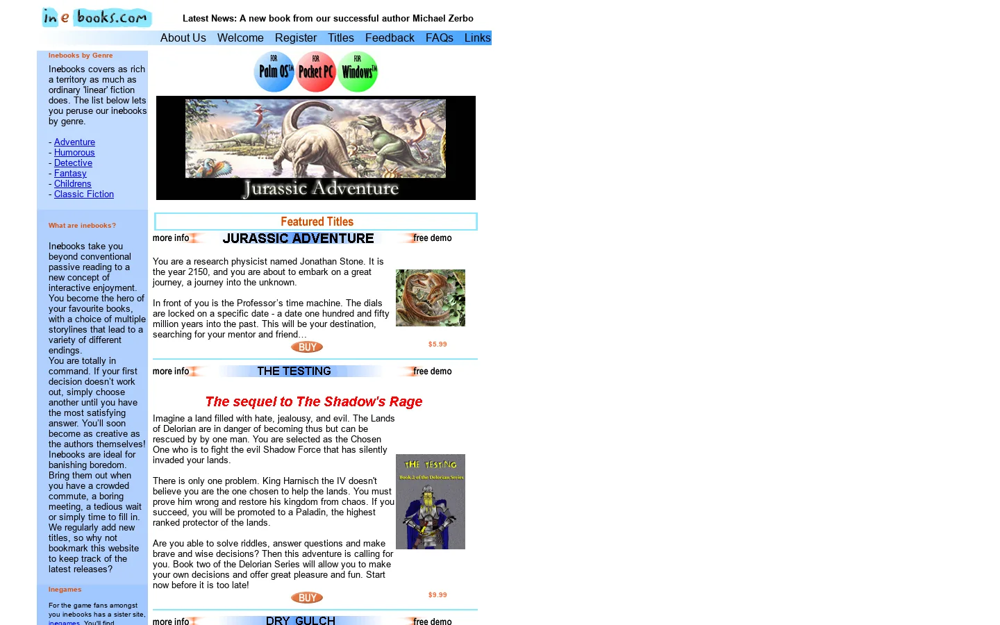 Palm and Pocket PC Interactive Adventures 首页截图