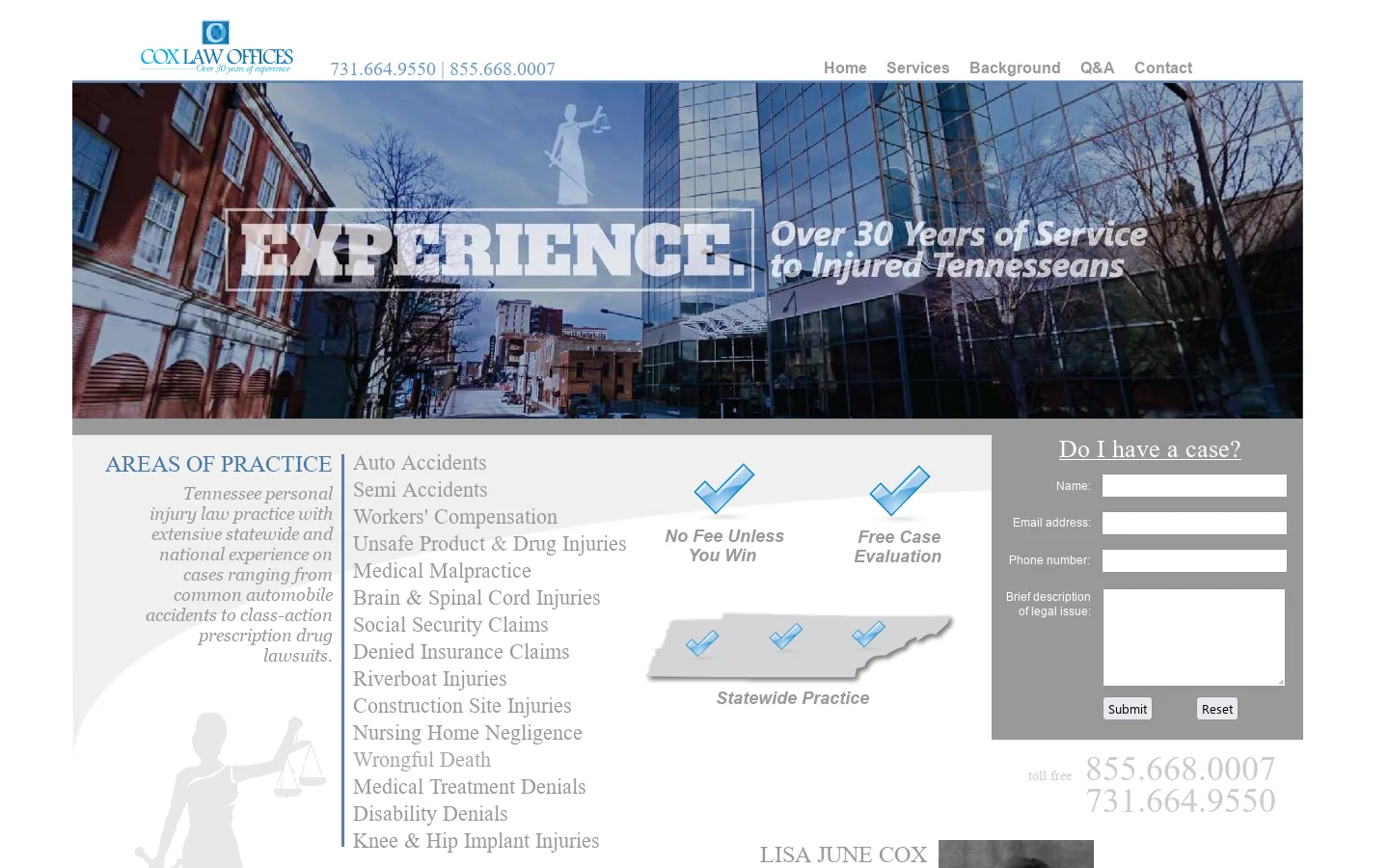 Tennessee Injury Lawyer 首页截图