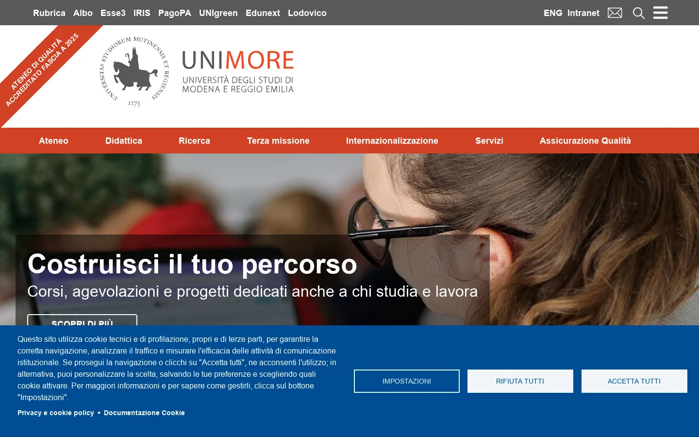 Home page | Università degli Studi di Modena e Reggio Emilia 首页截图
