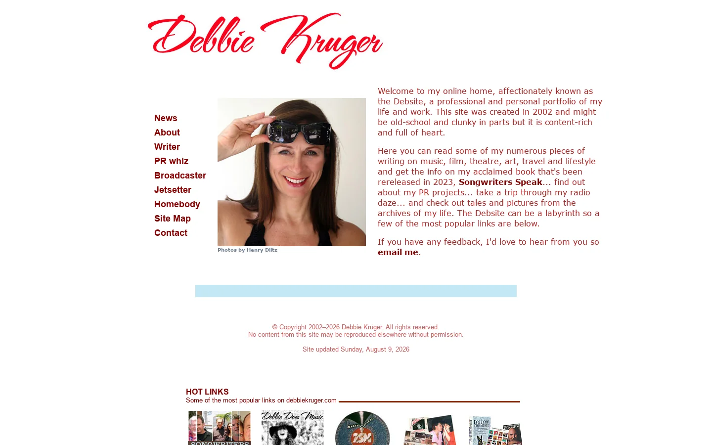 Welcome to Debbie Kruger.com 首页截图