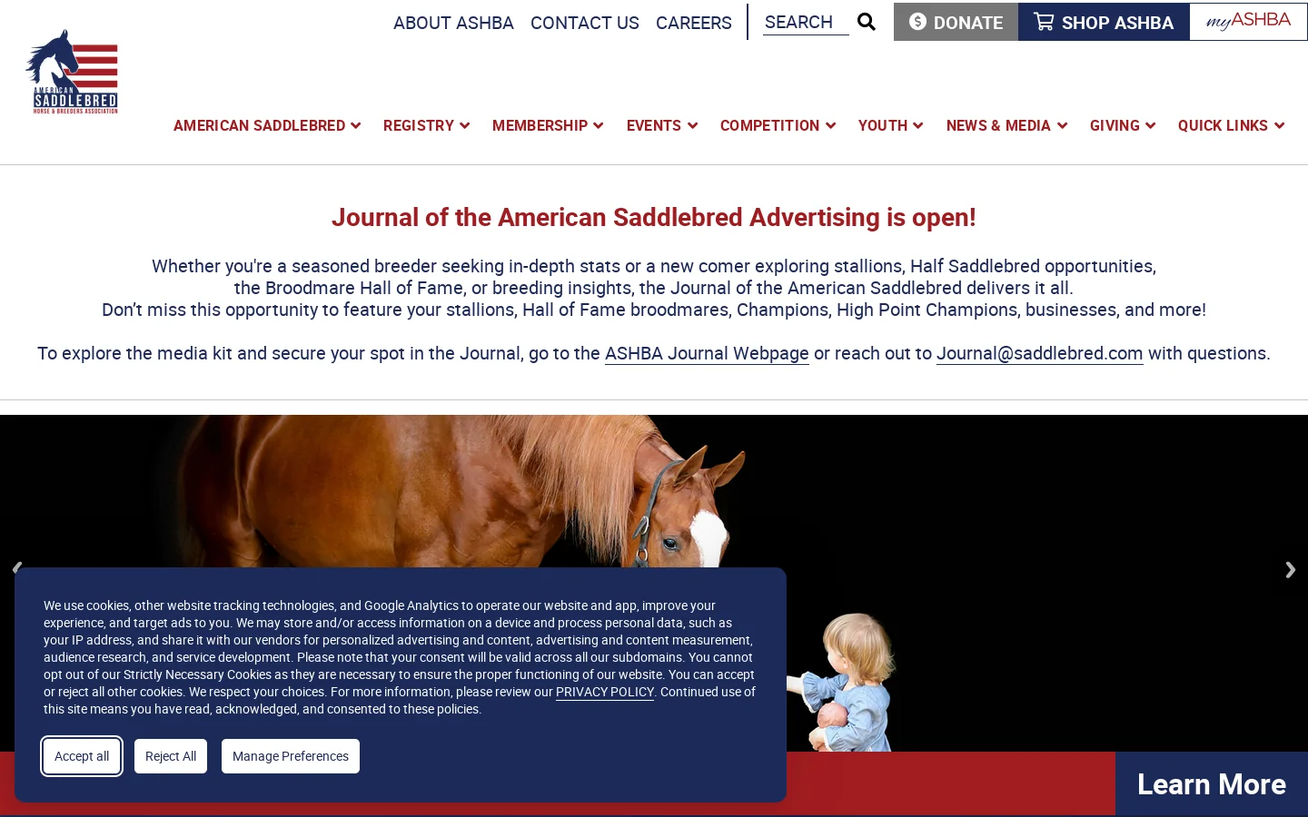 Home :: American Saddlebred Horse and Breeders Association 首页截图