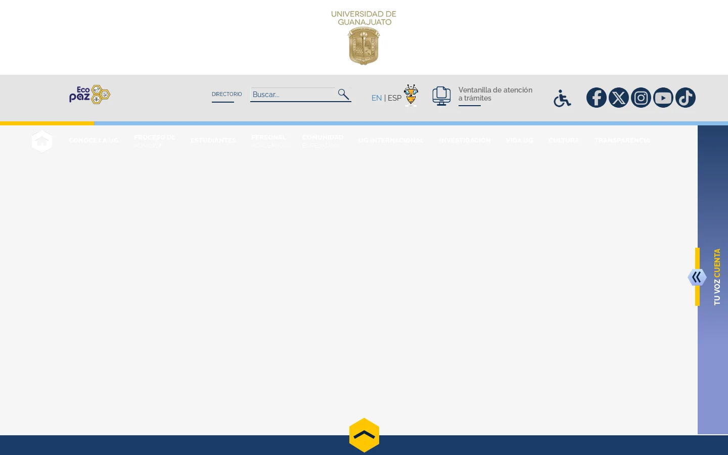 Universidad de Guanajuato 首页截图