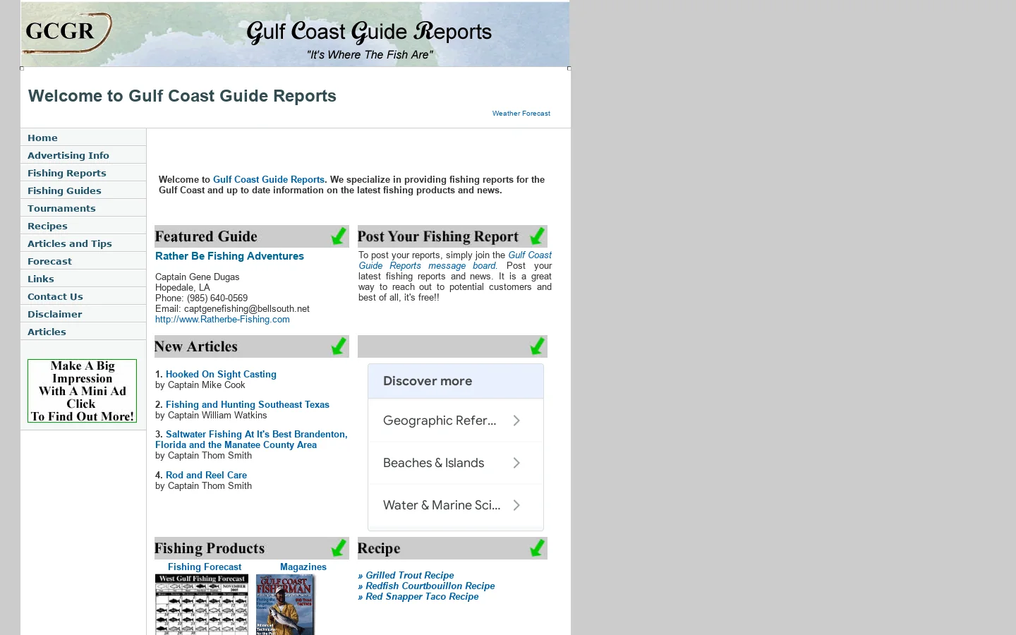 Gulf Coast Guide Reports 首页截图
