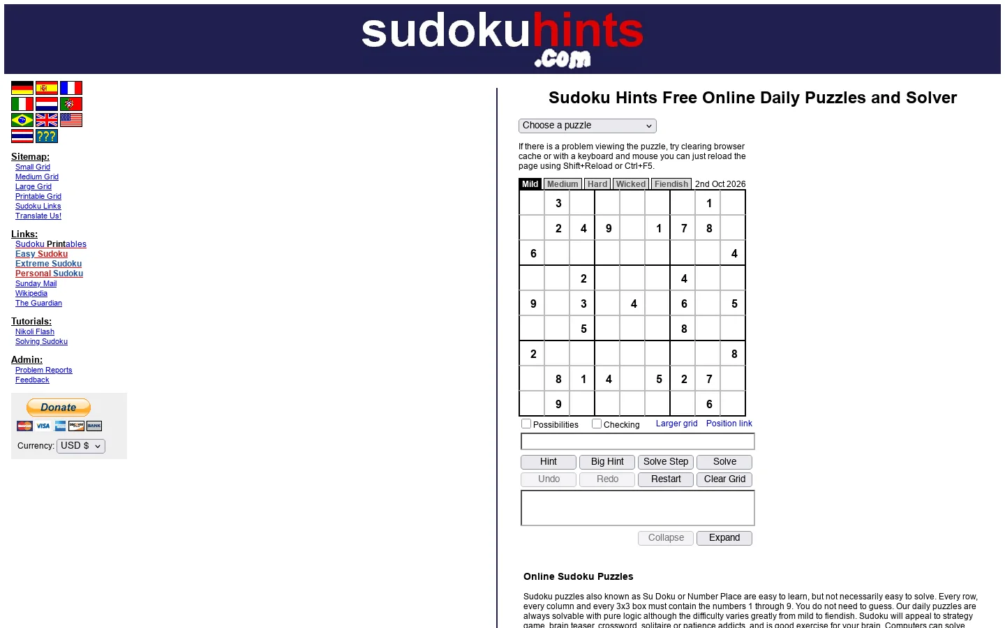 Sudoku Hints 首页截图