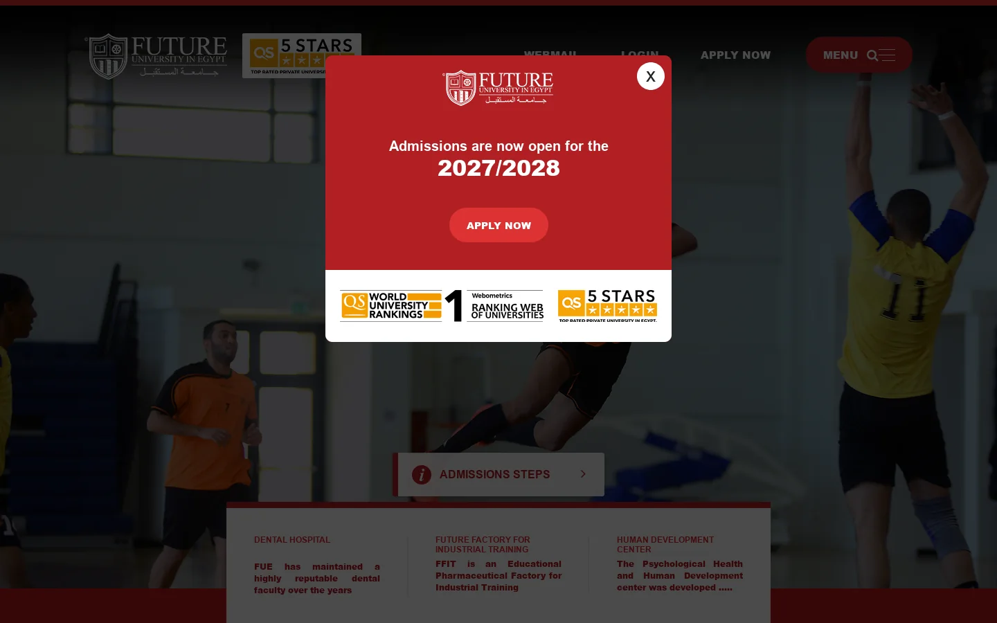 Future University in Egypt 首页截图