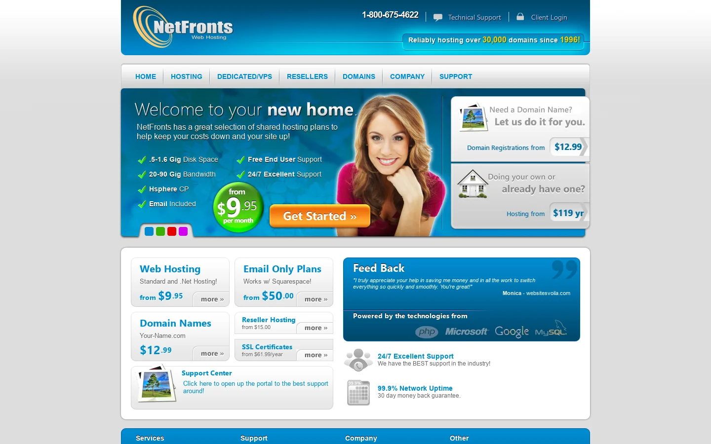 NetFronts - NetFronts | Shared - Reseller - Dedicated Server Hosting 首页截图