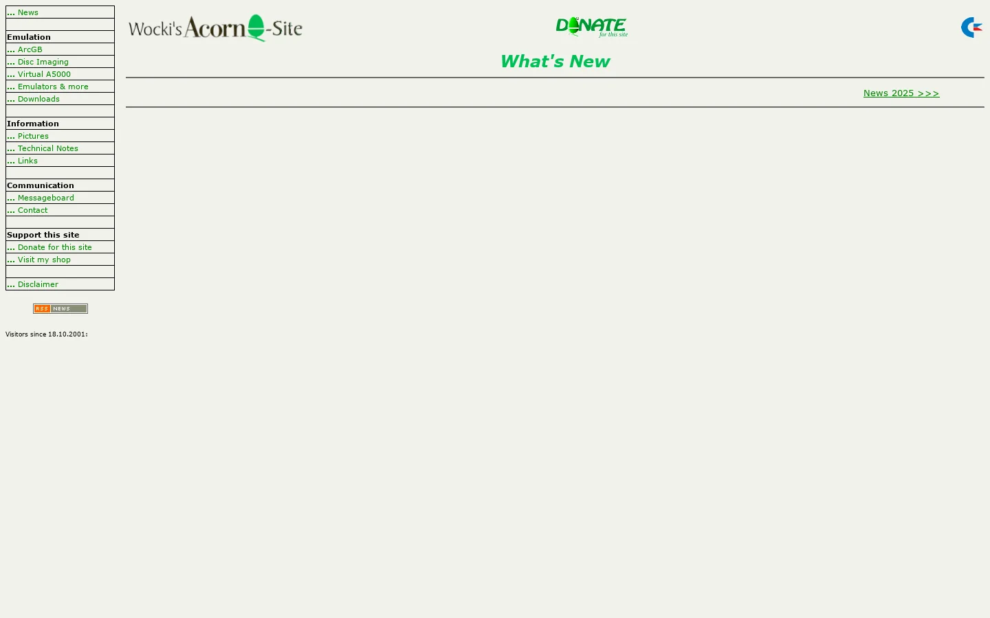 Wocki's Acorn Emulation Site 首页截图