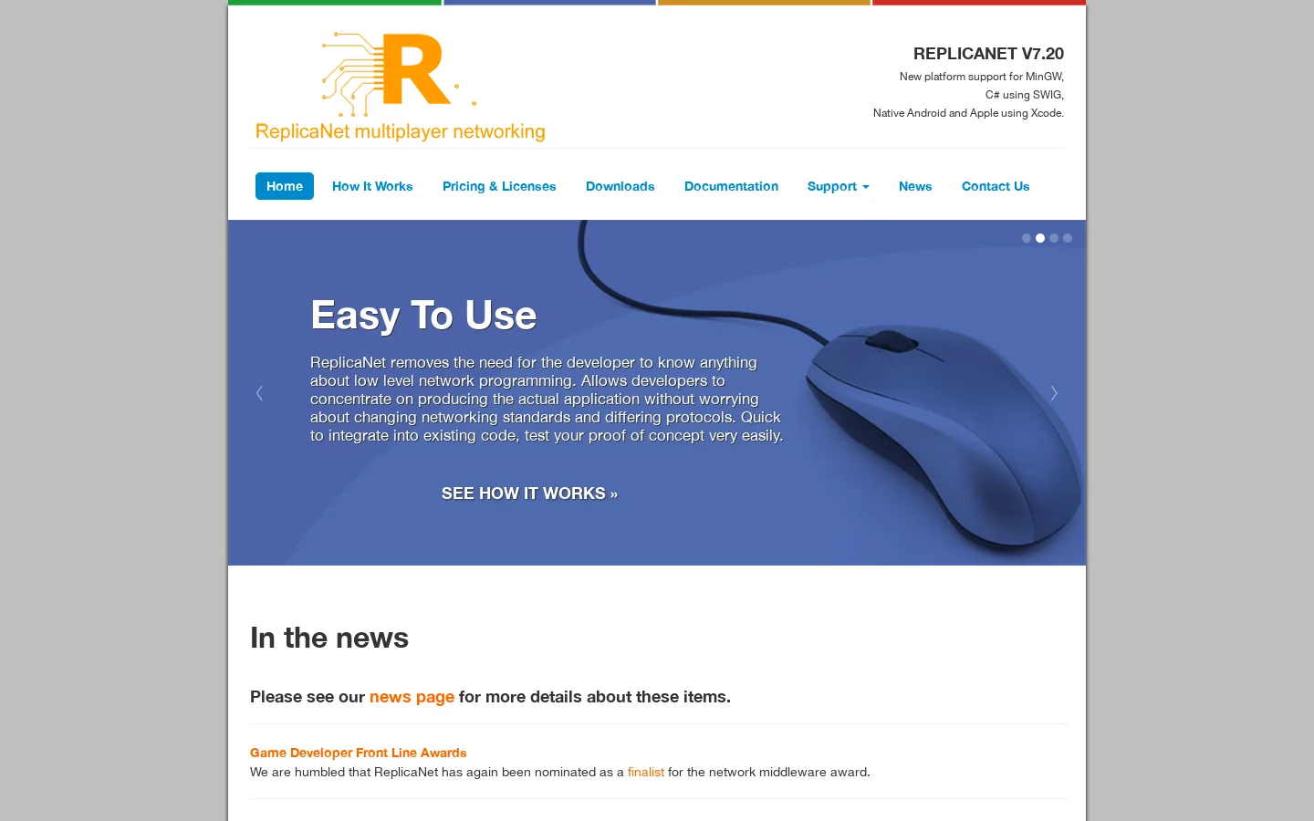 ReplicaNet C++ Networking Library 首页截图