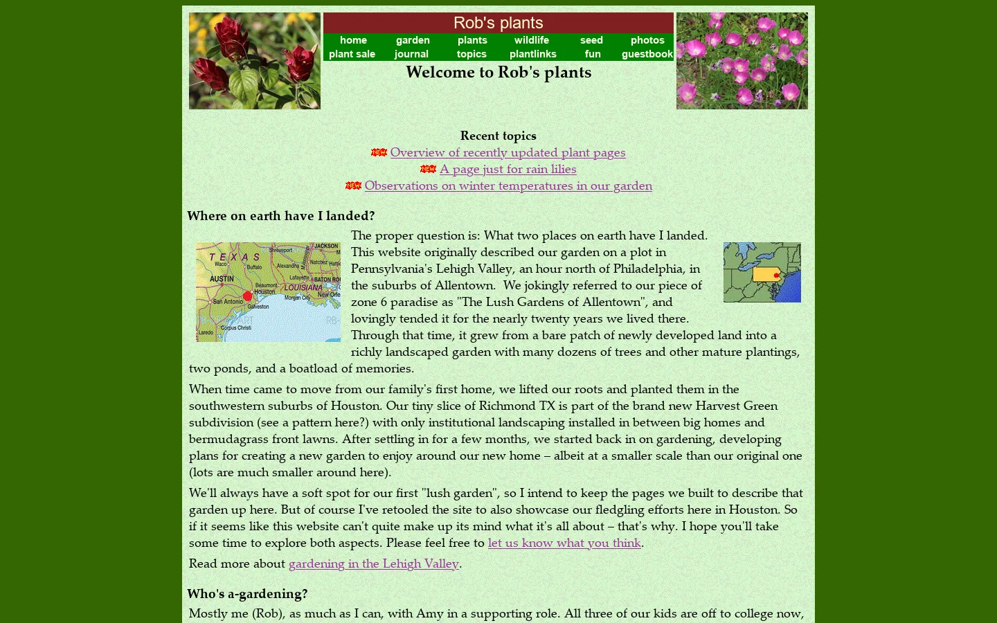 Rob's plants 首页截图