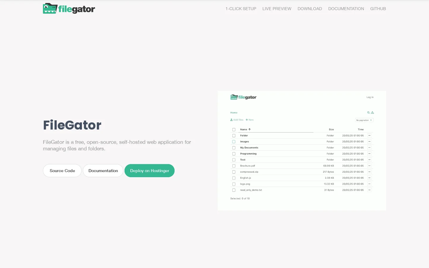 FileGator 首页截图