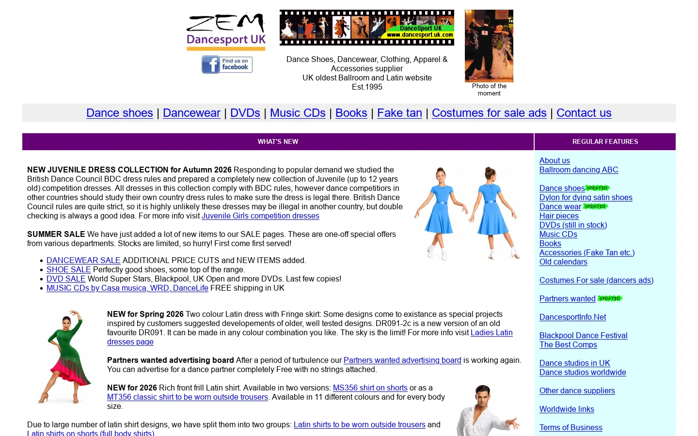 ZEM Dancesport UK - Dance Shoes, Dancewear, Apparel, Supplier Online UK 首页截图