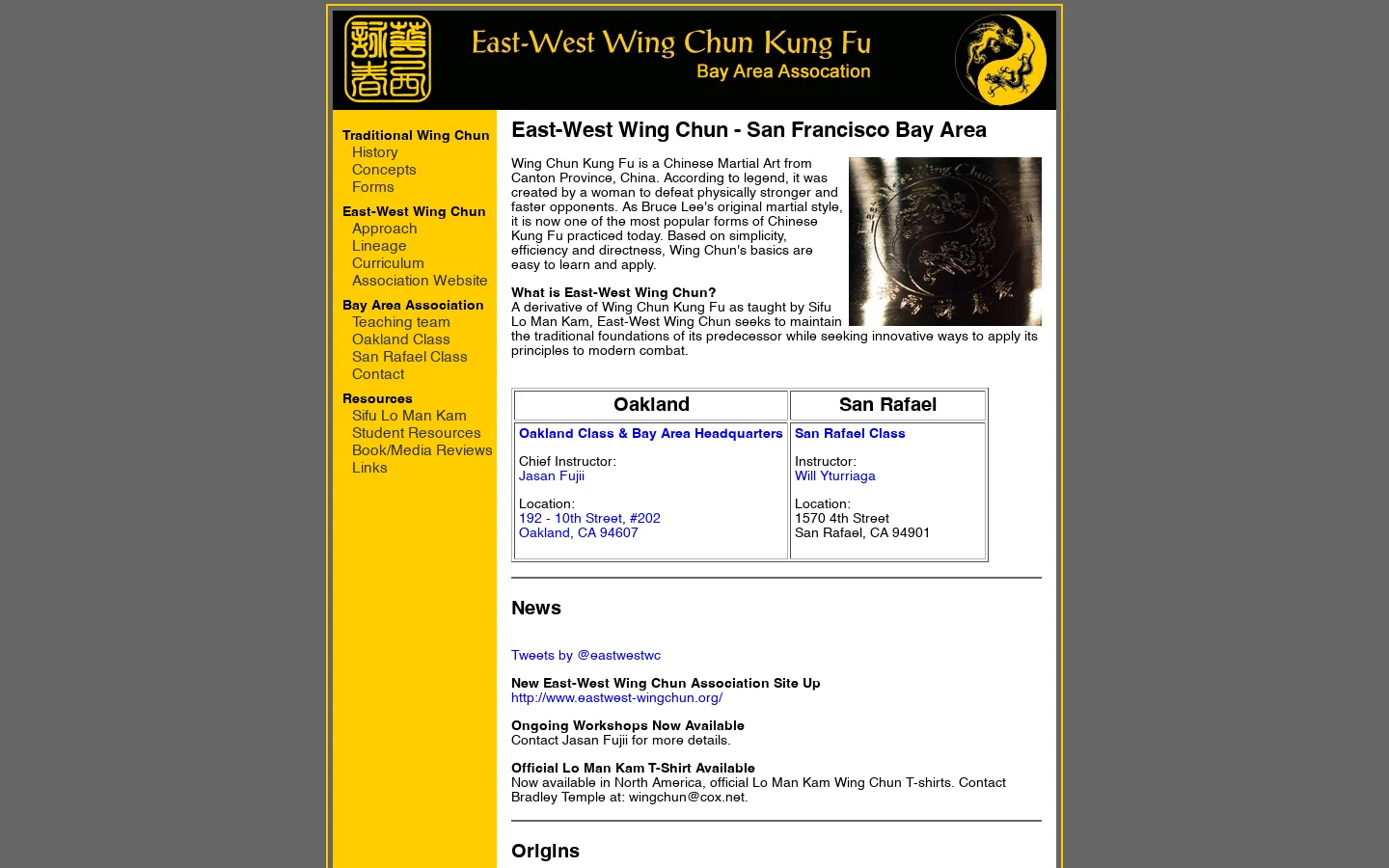 Wing Chun - San Francisco Bay Area 首页截图