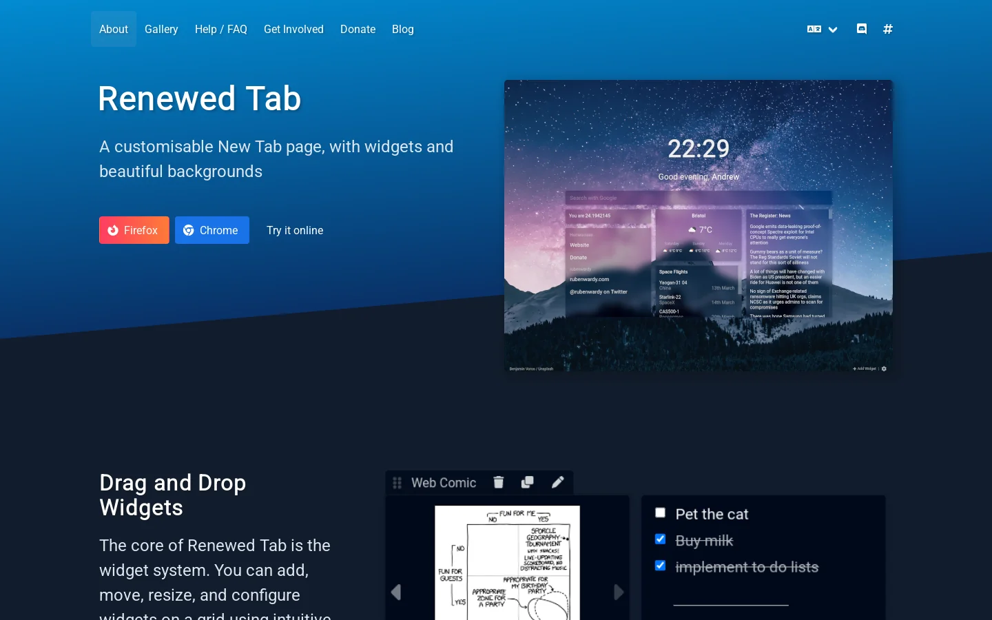 Renewed Tab 首页截图