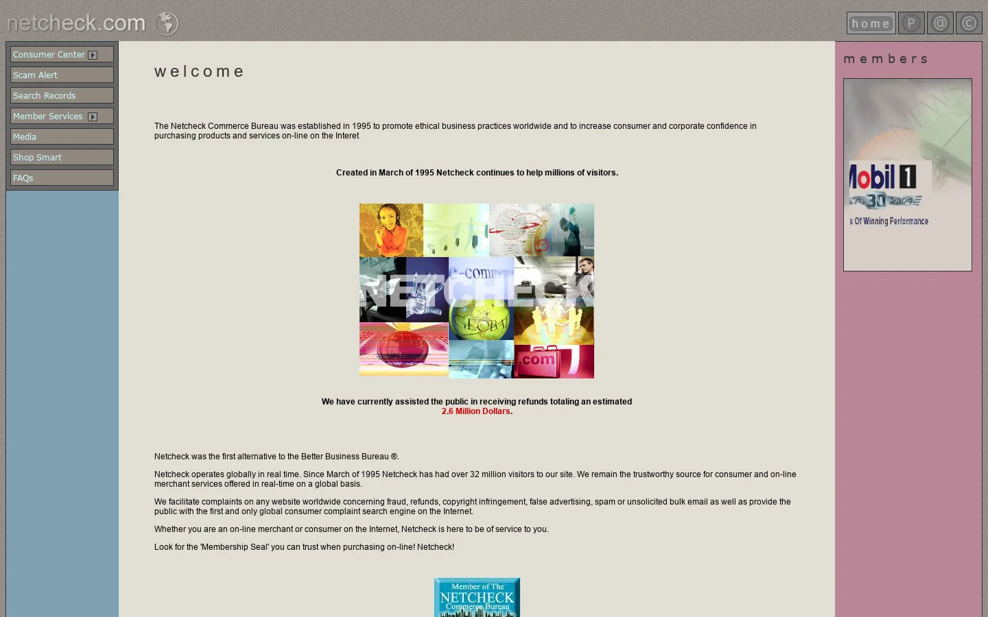 The Netcheck Commerce Bureau Inc. 首页截图