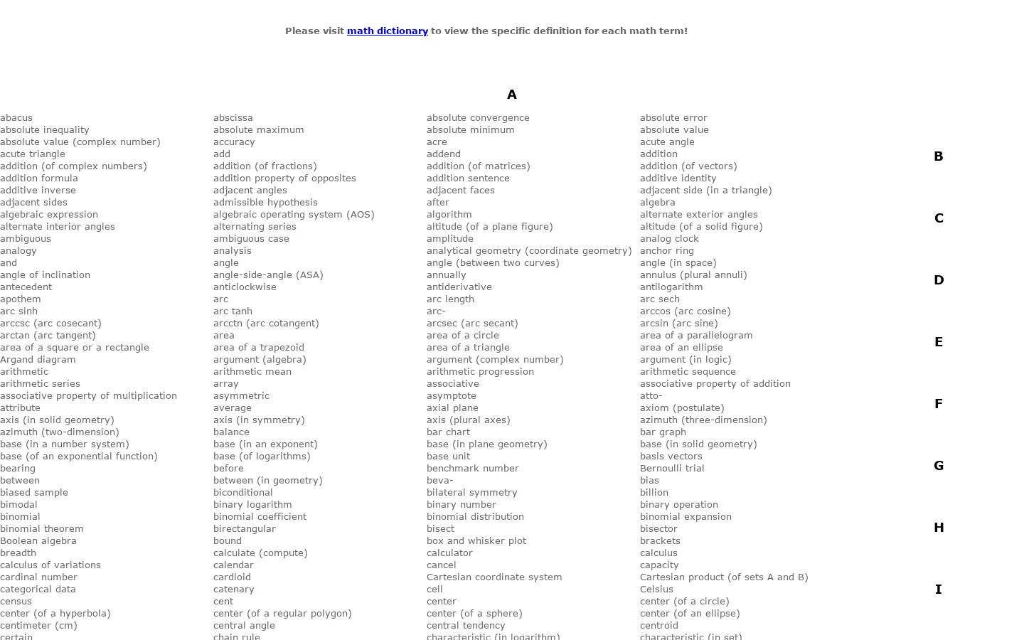 Math Dictionary 首页截图