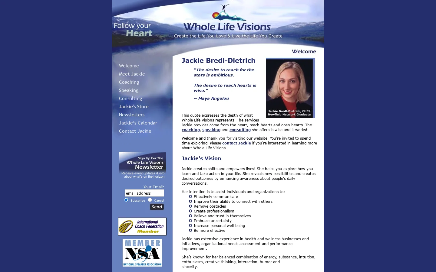 Whole Life Visions 首页截图
