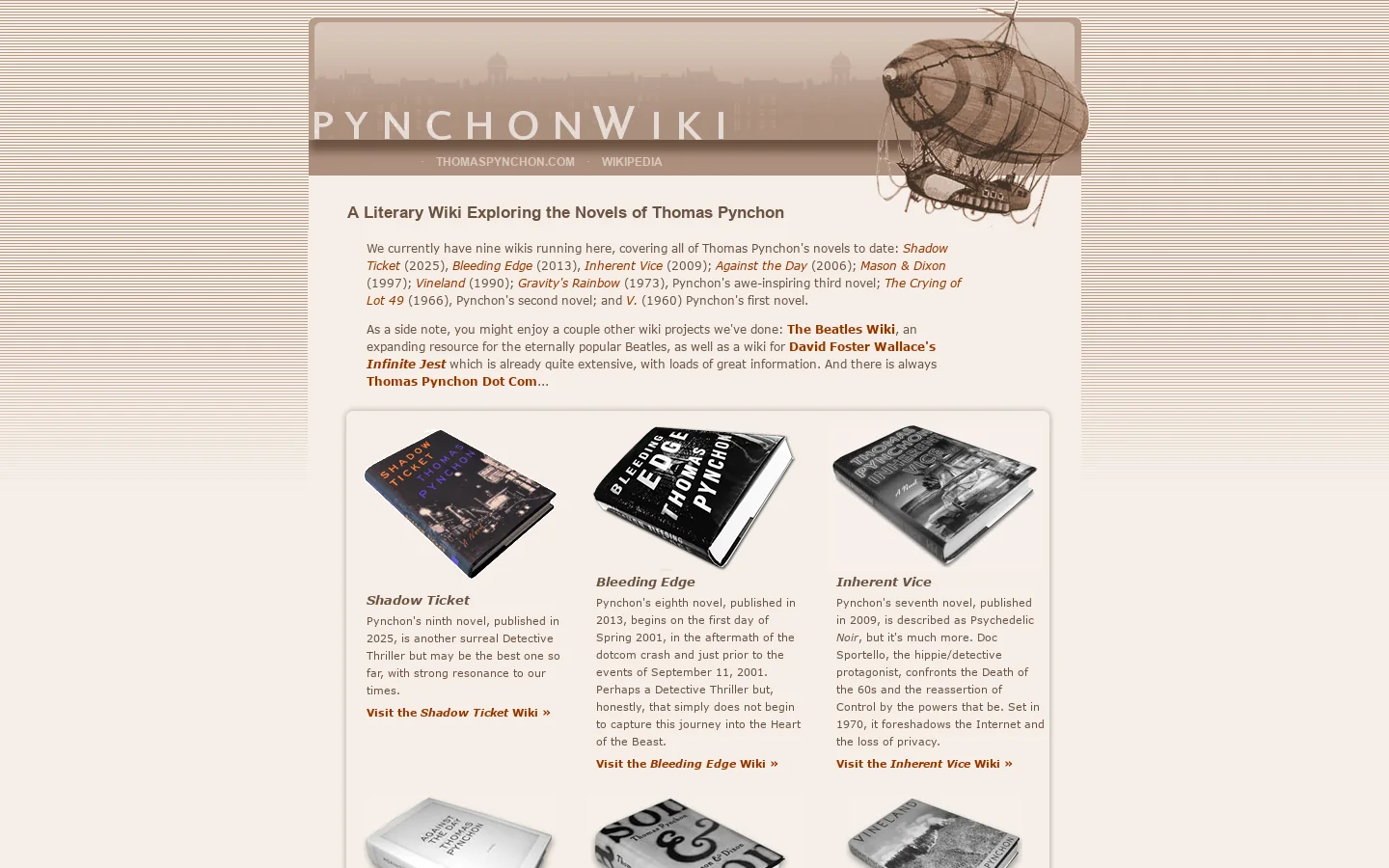 Thomas Pynchon Wiki - A Literary / Literature Wiki 首页截图
