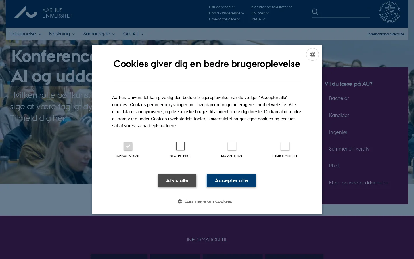 Aarhus Universitet 首页截图