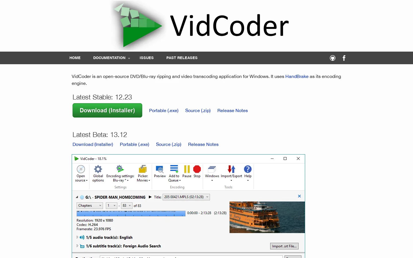 VidCoder 首页截图