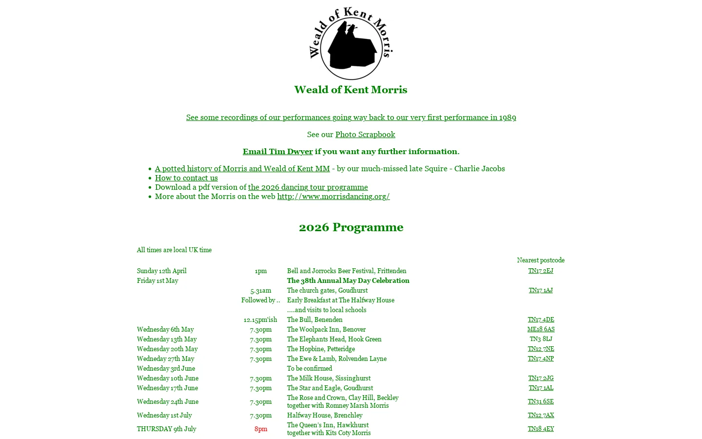 Weald of Kent Morris 首页截图