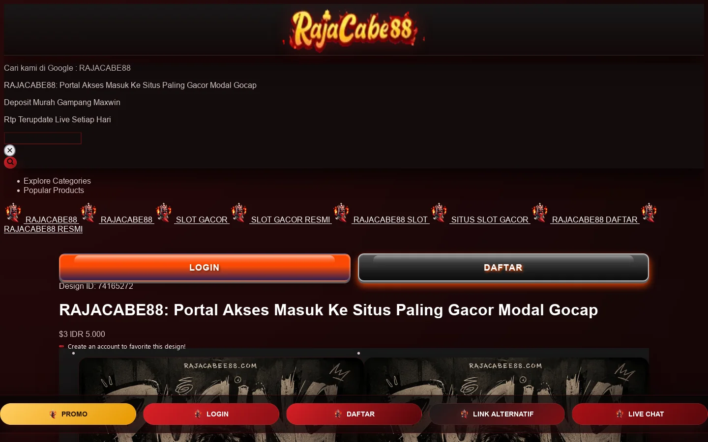 RAJACABE88: Portal Akses Masuk Ke Situs Paling Gacor Modal Gocap 首页截图
