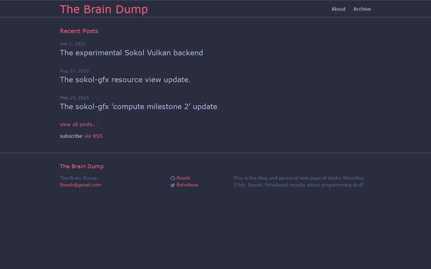 The Brain Dump 首页截图
