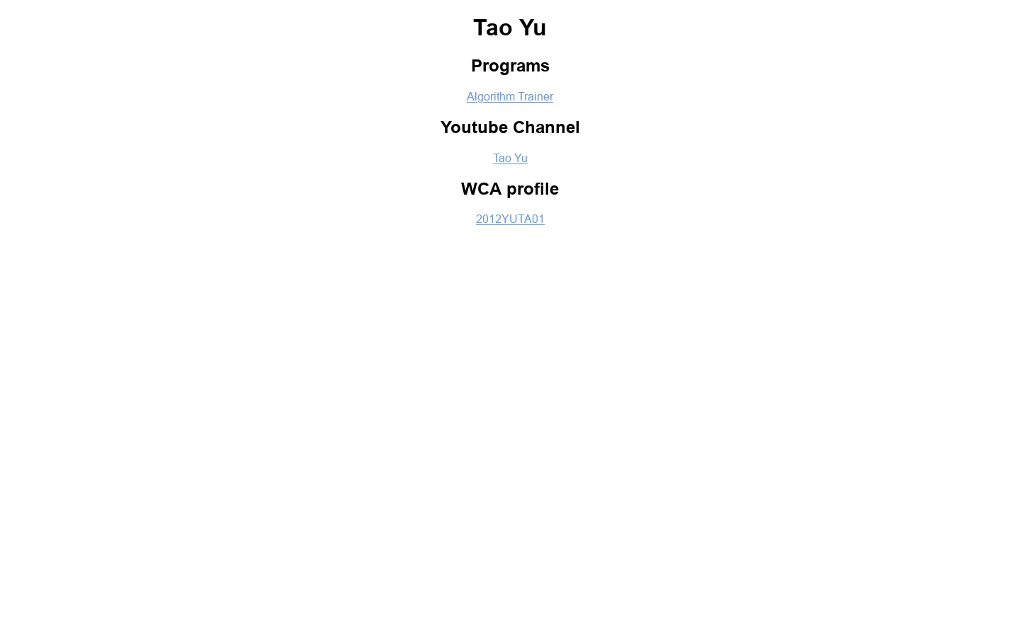Tao Yu's website 首页截图