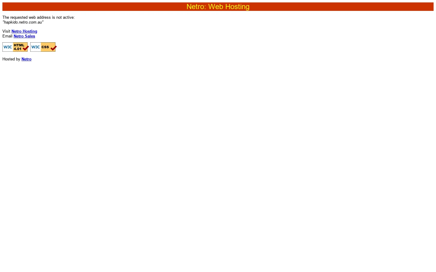 Netro: Web Hosting - address not active 首页截图