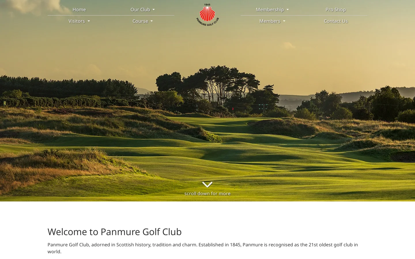 PANMURE GOLF CLUB 首页截图