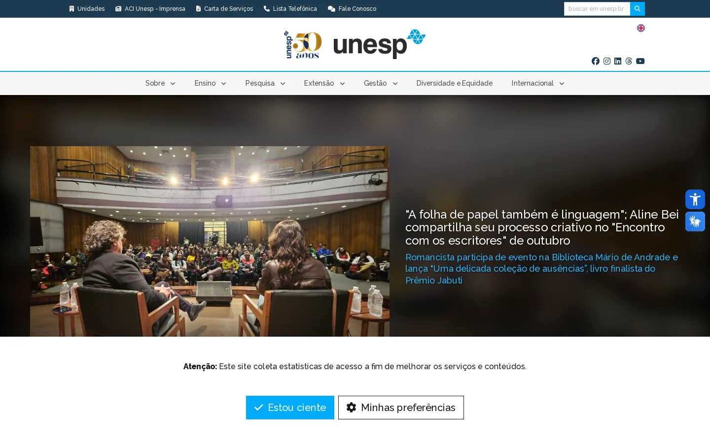Unesp - Universidade Estadual Paulista - Portal 首页截图