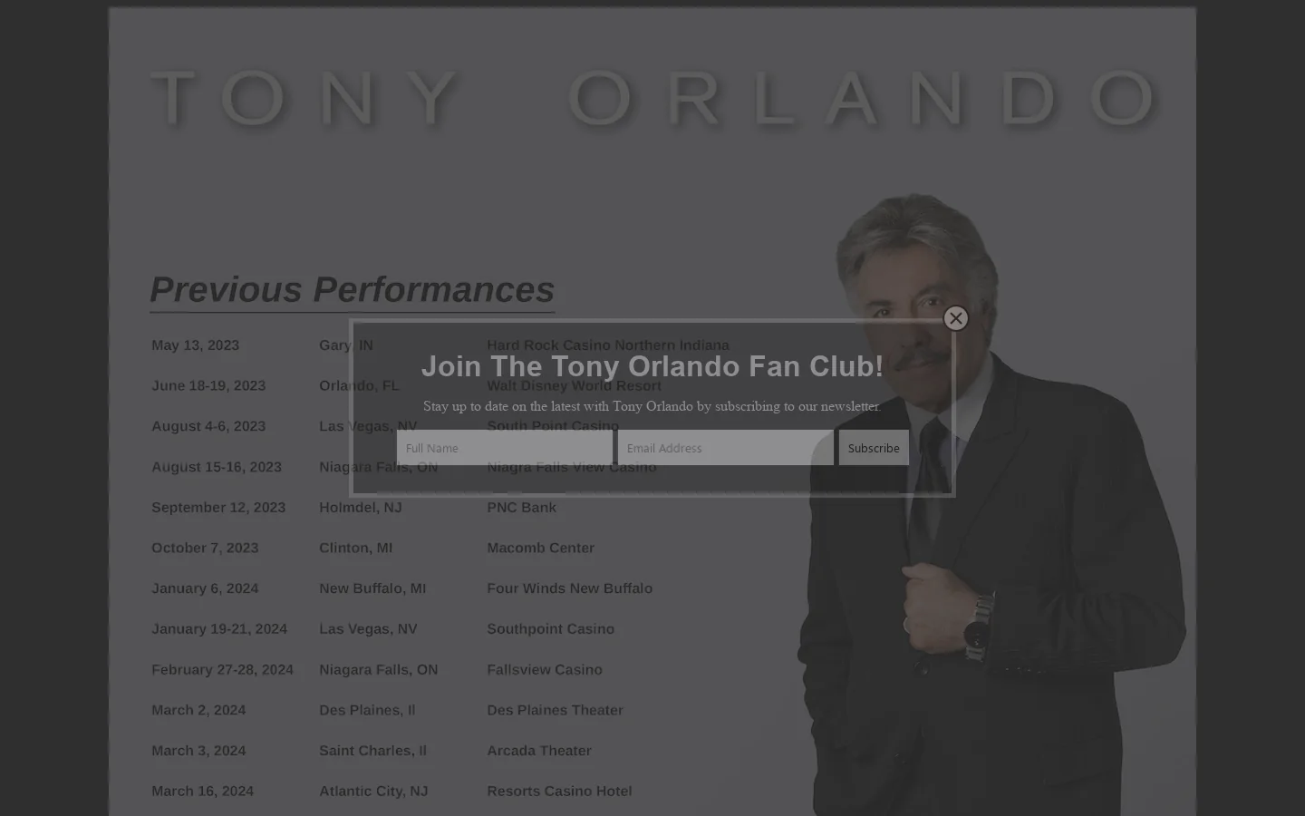 Tony Orlando 首页截图