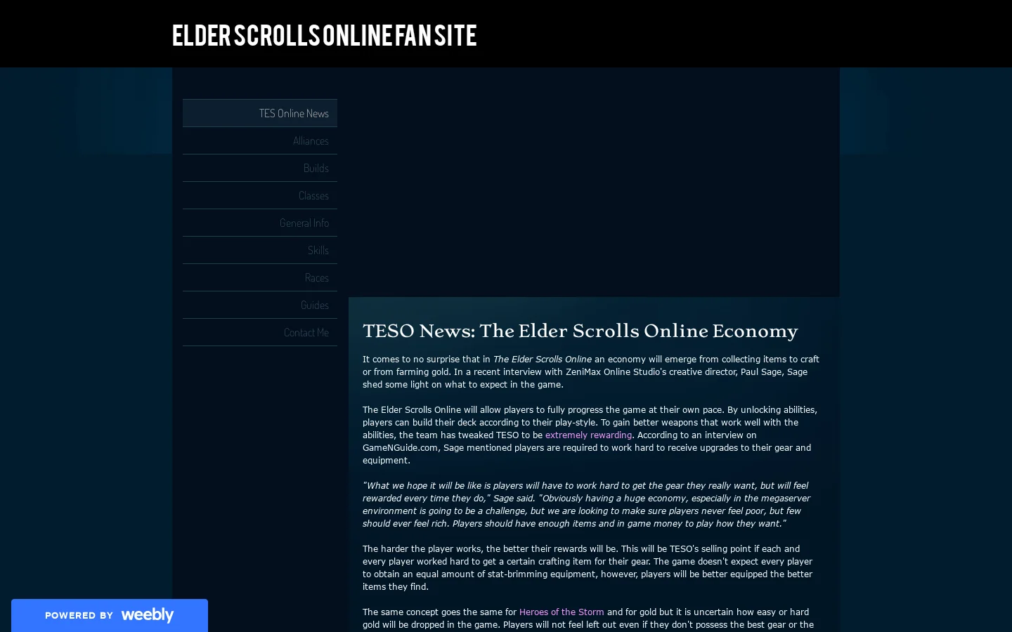 Elder Scrolls Online Fan Site - TES Online News 首页截图