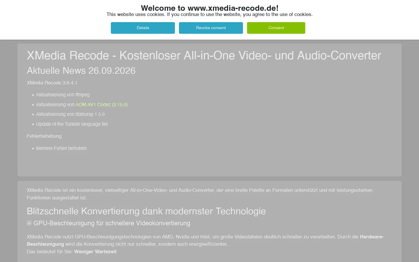 XMedia Recode 首页截图