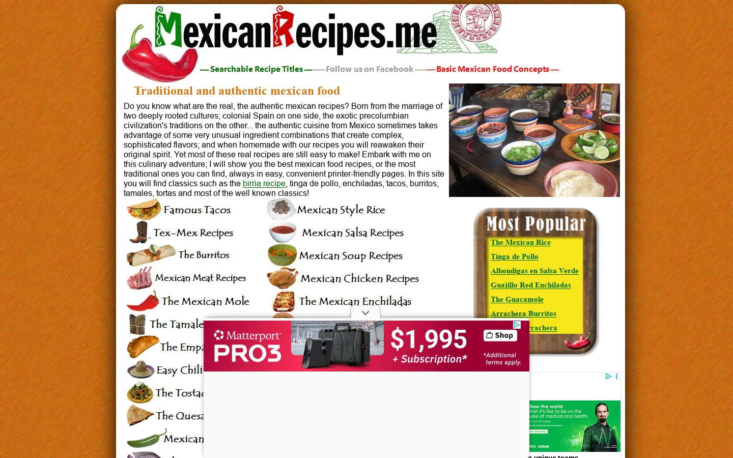 Easy recipes for traditional mexican food 首页截图