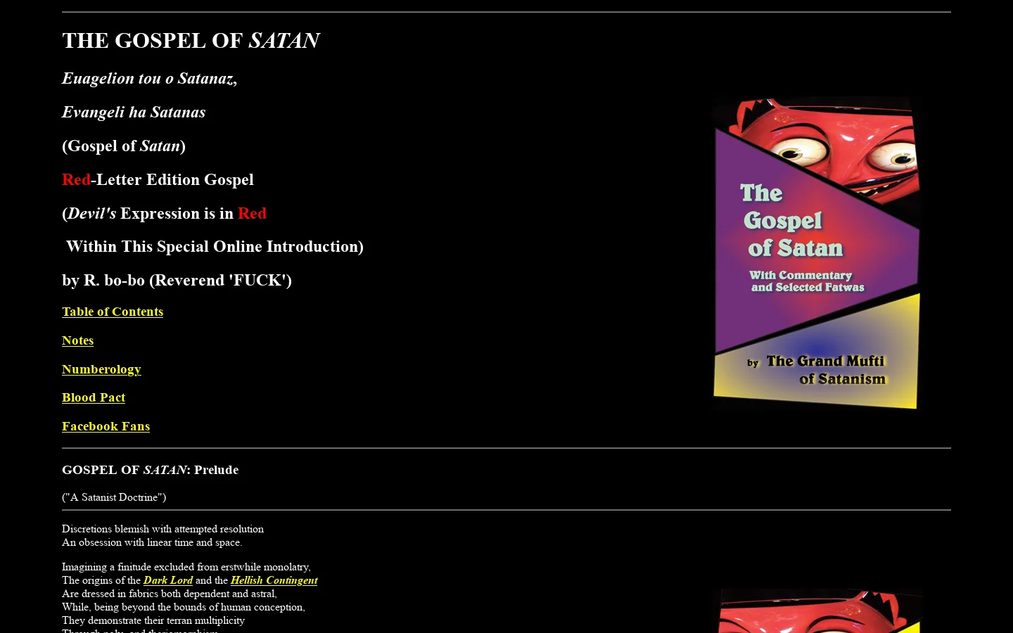 THE GOSPEL OF SATAN 首页截图