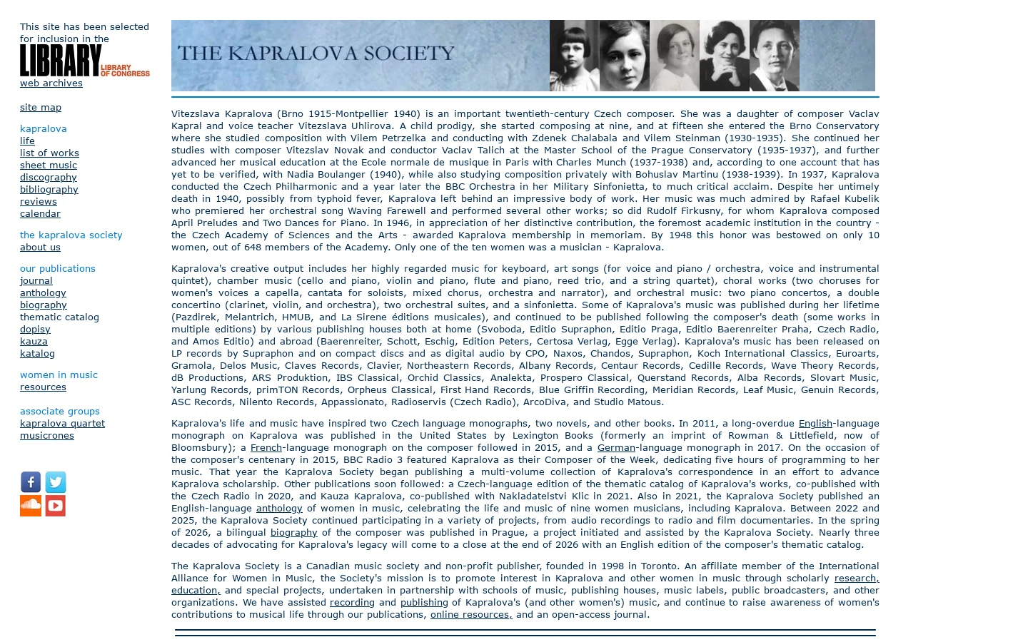 Vitezslava Kapralova / Official website of the composer 首页截图