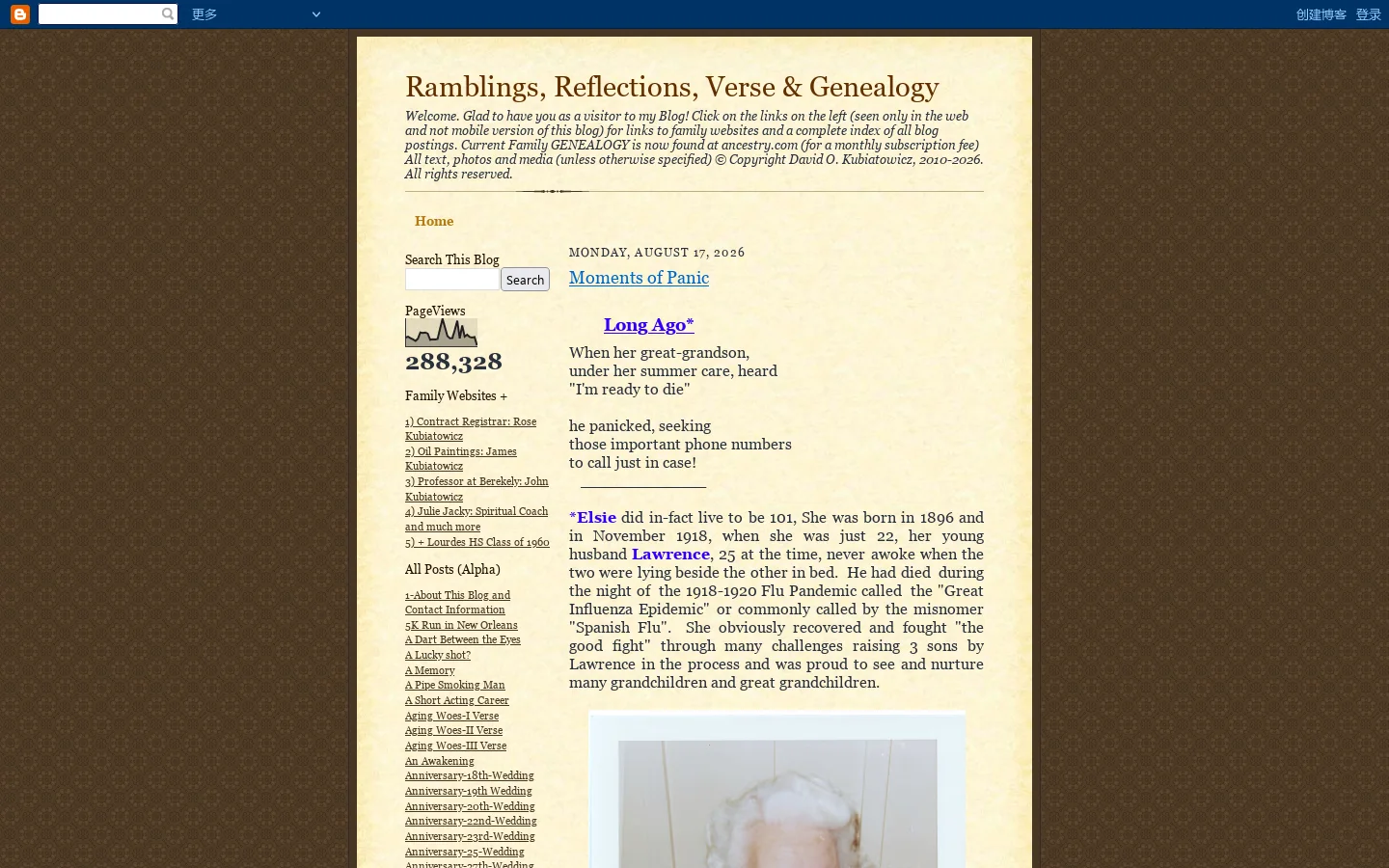 Ramblings, Reflections, Verse & Genealogy 首页截图