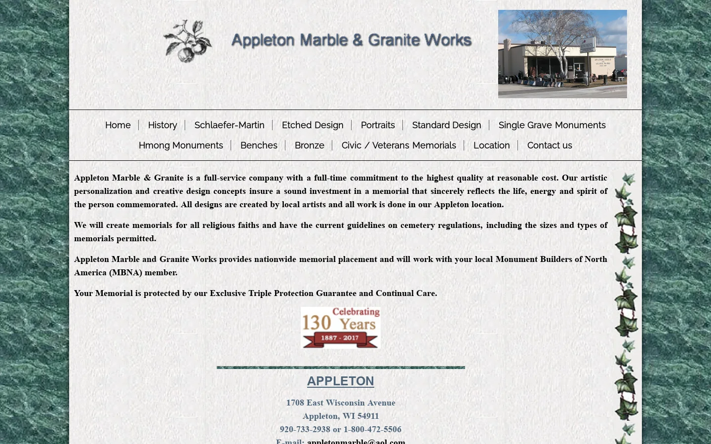 Appleton Marble & Granite Works Inc 首页截图