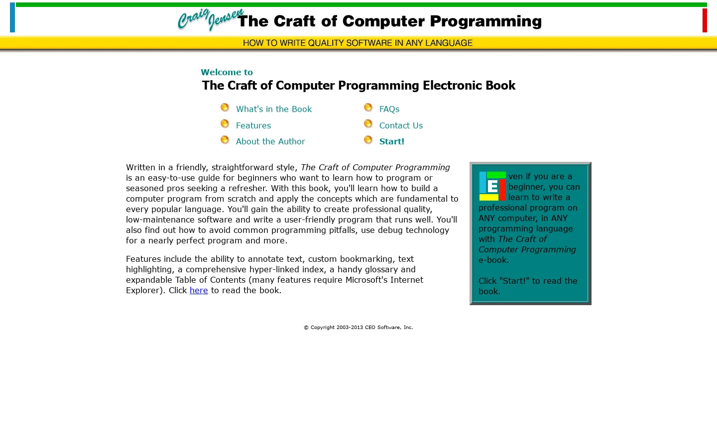 Computer Training: ''The Craft of Computer Programming'' 首页截图