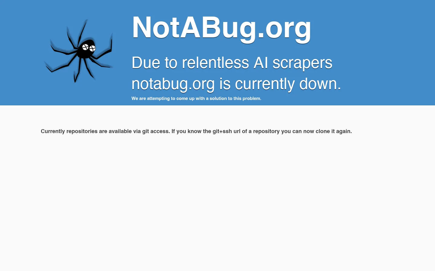 ERROR! :( NotABug.org: Free code hosting 首页截图