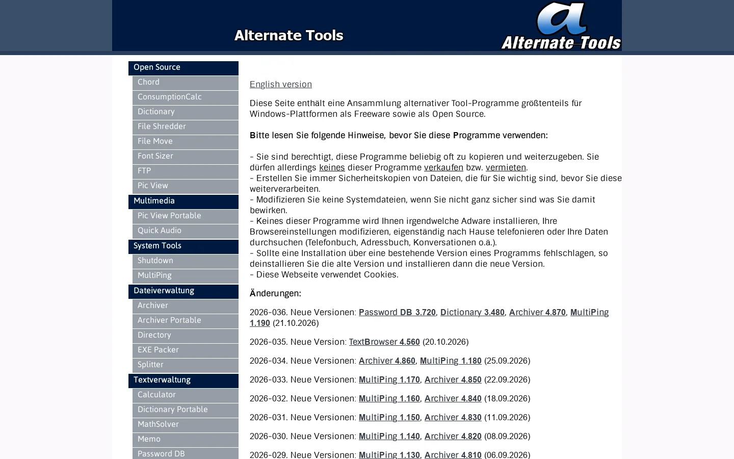 Alternate Tools 首页截图