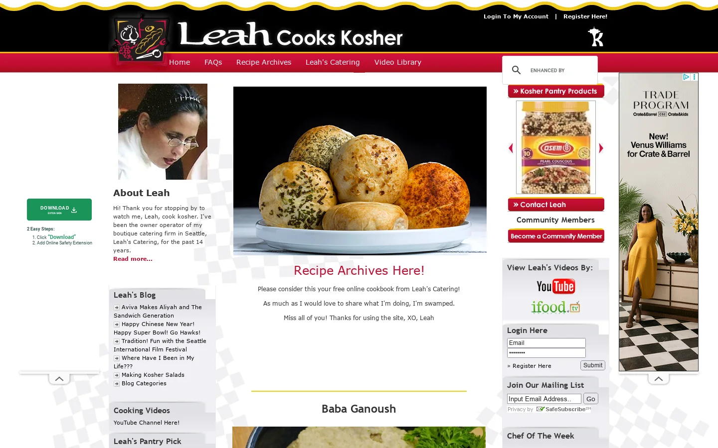 Leah Cooks Kosher 首页截图