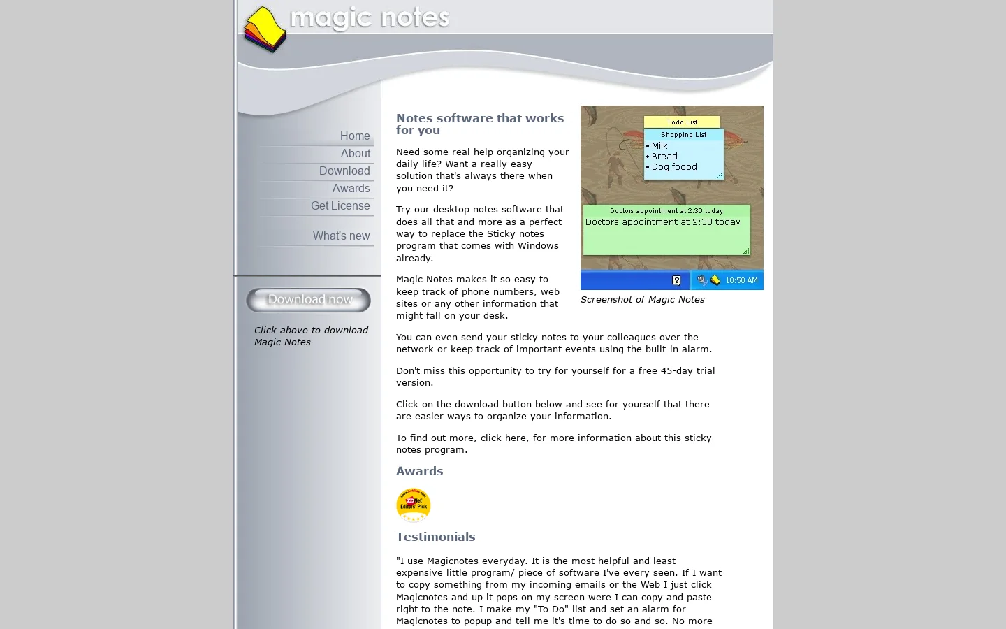 Magic Notes website 首页截图