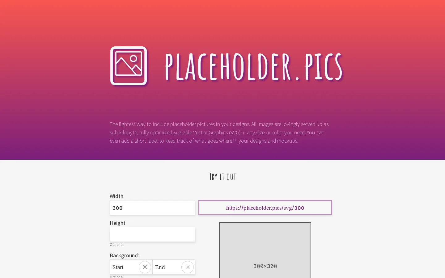 Placeholder pics 首页截图