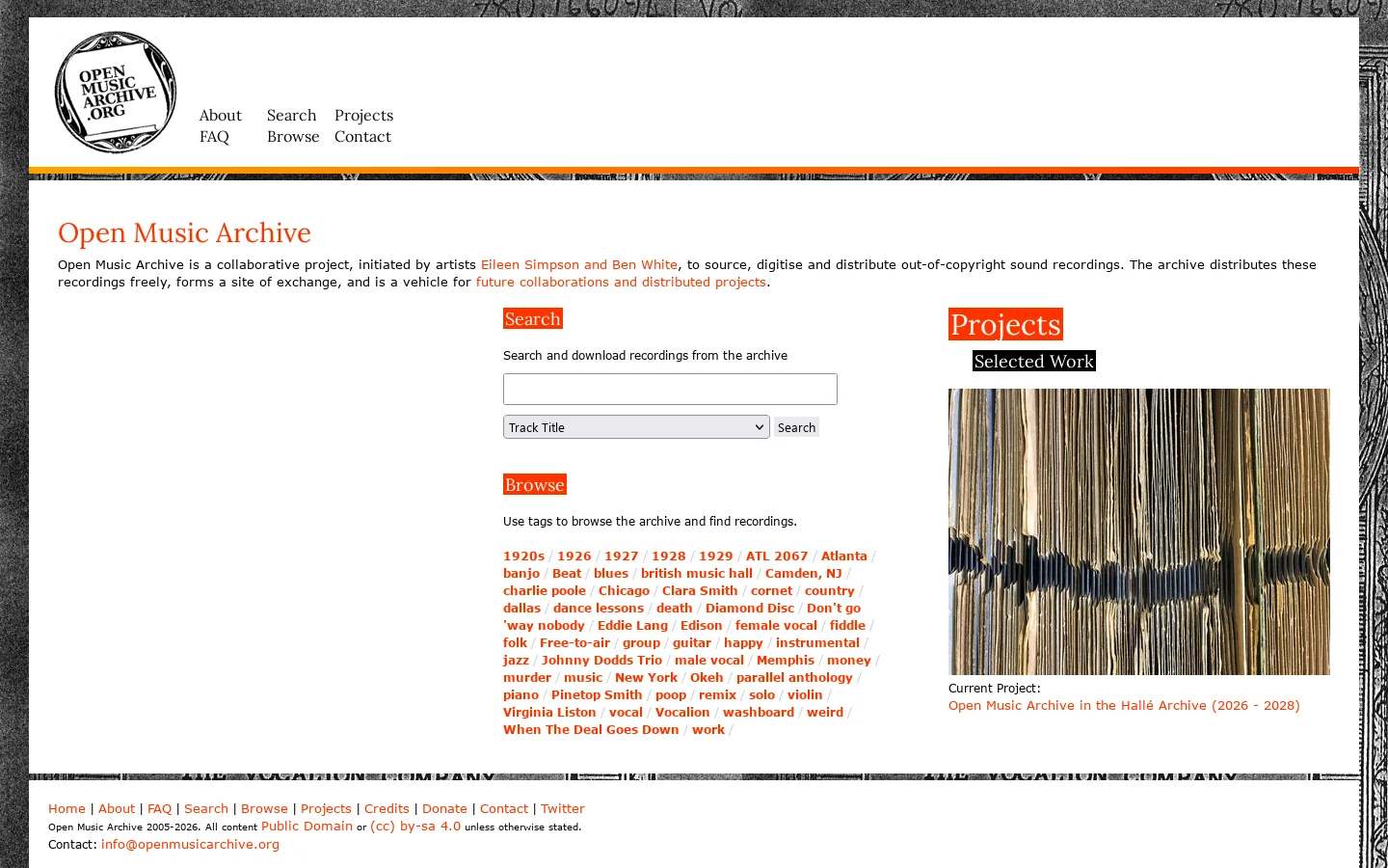 Open Music Archive 首页截图
