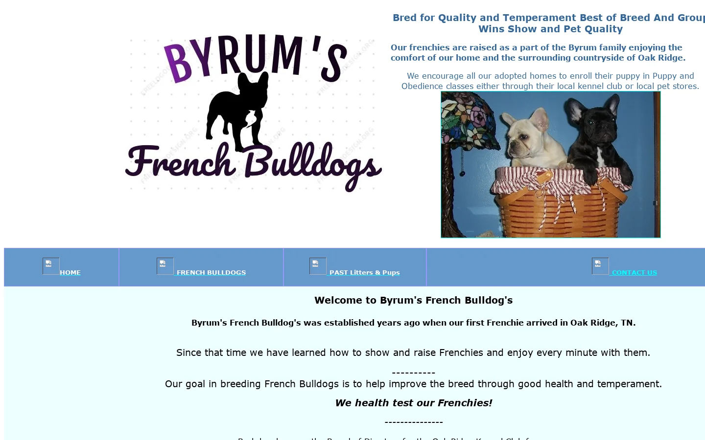 Byrums's French Bulldogs 首页截图