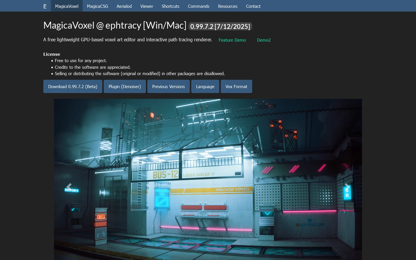 MagicaVoxel 首页截图