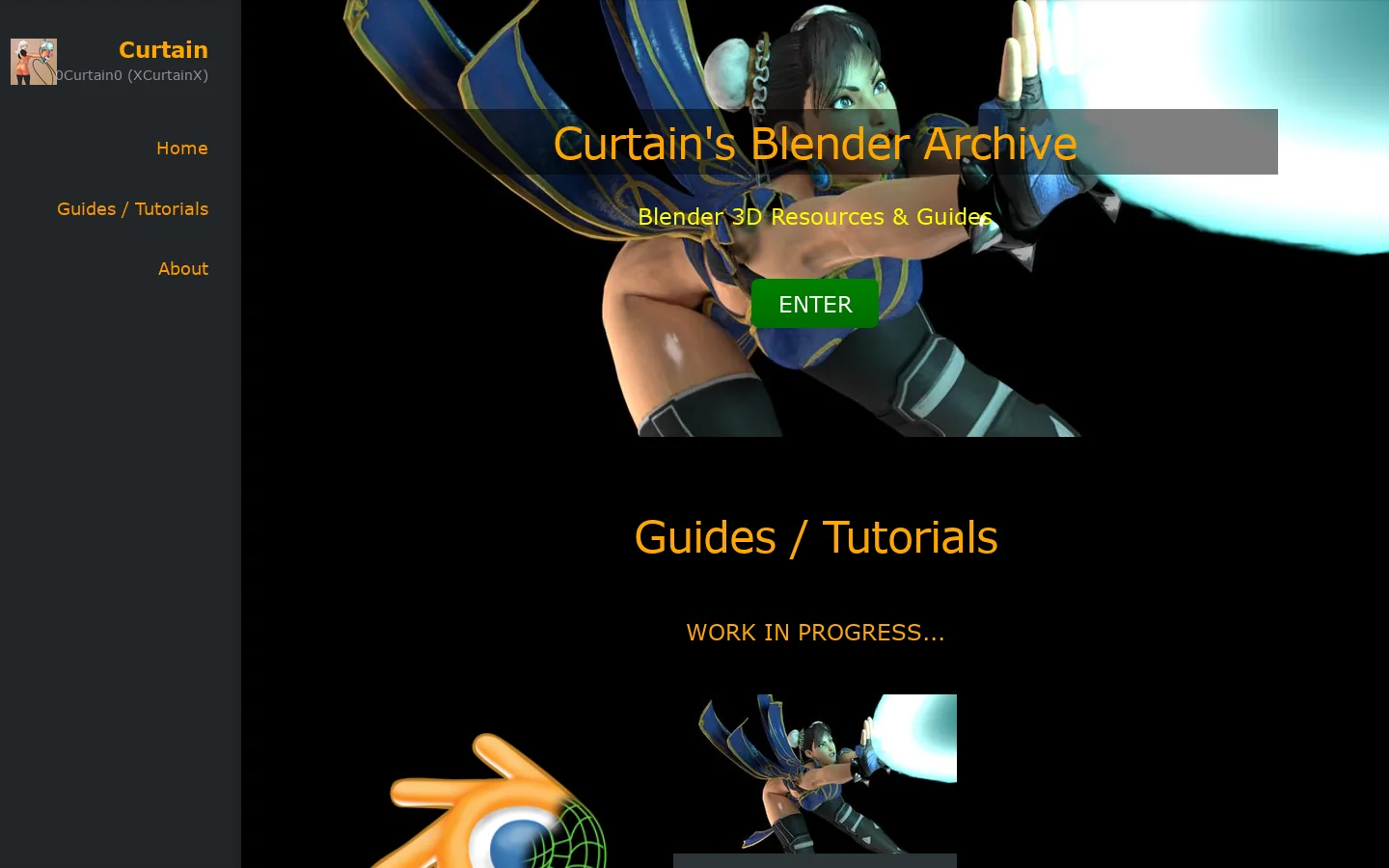 Curtain's Blender Archives 首页截图