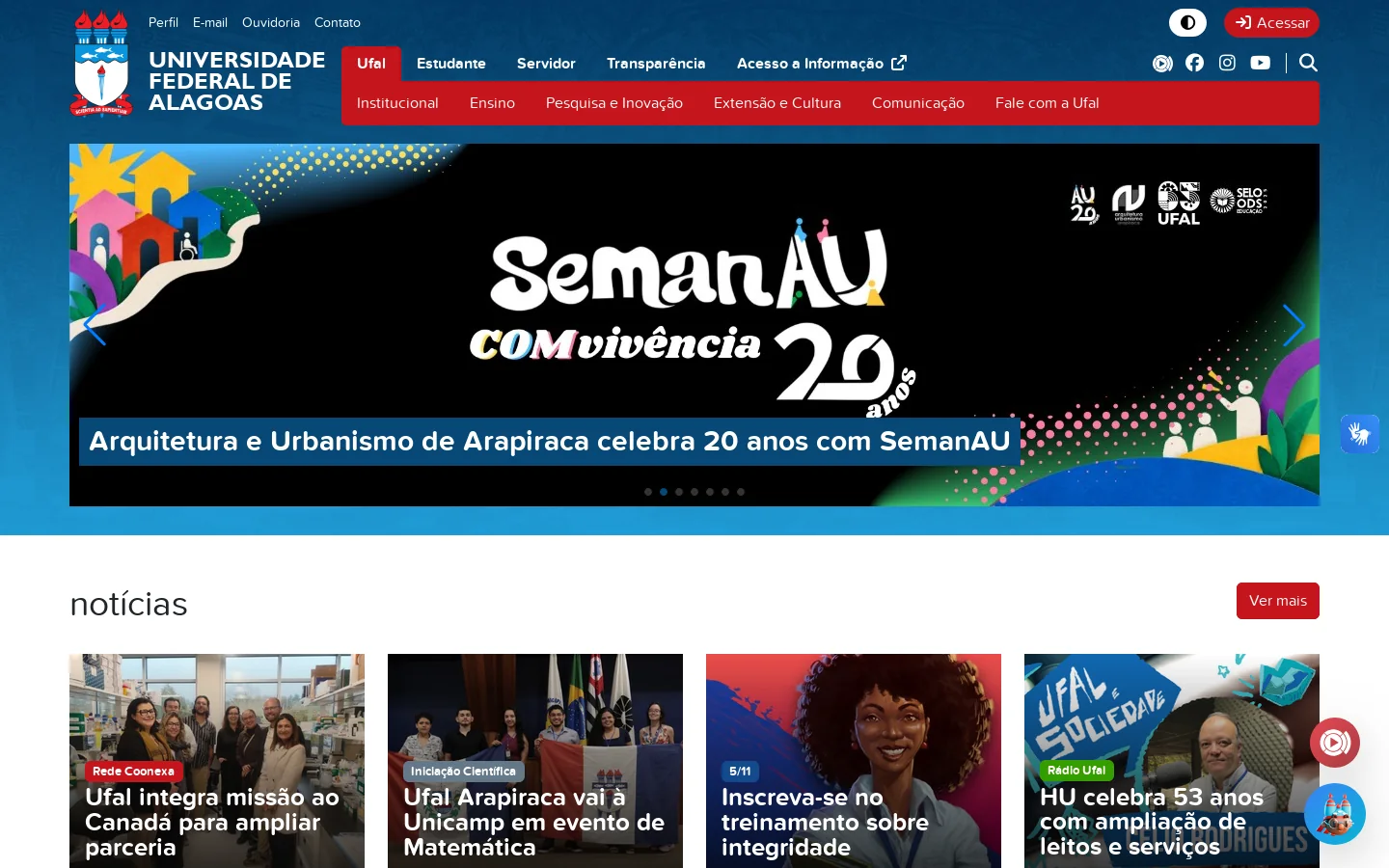 Universidade Federal de Alagoas 首页截图